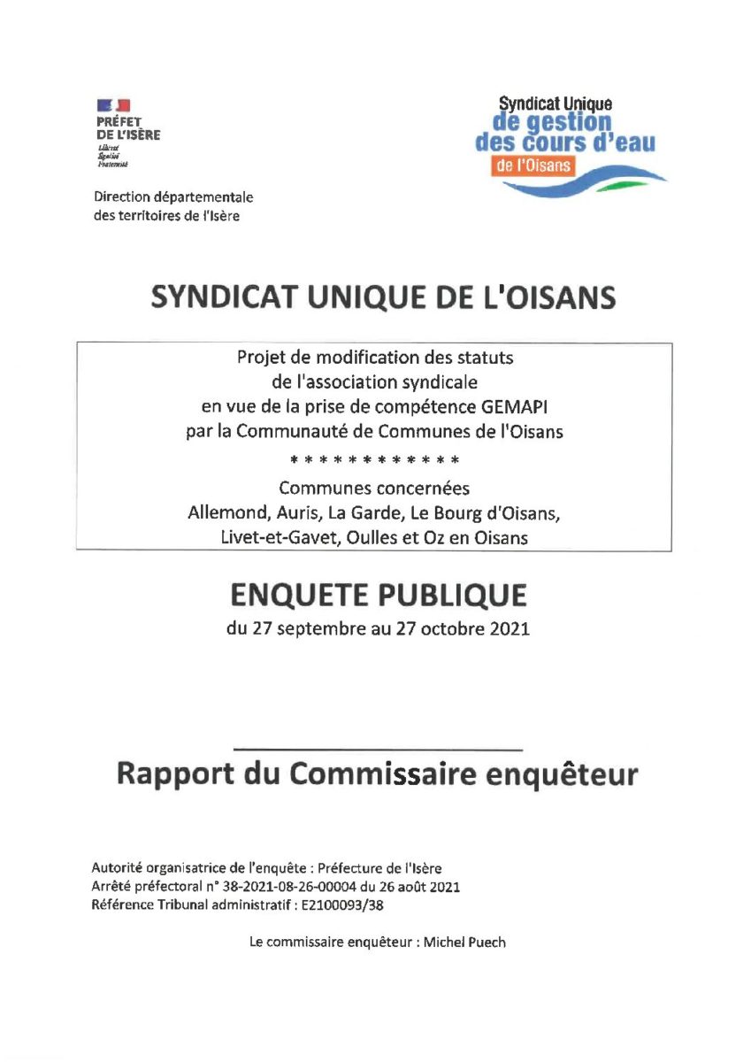 Image RAPPORT ET CONCLUSIONS DU COMMISSAIRE ENQUETEUR